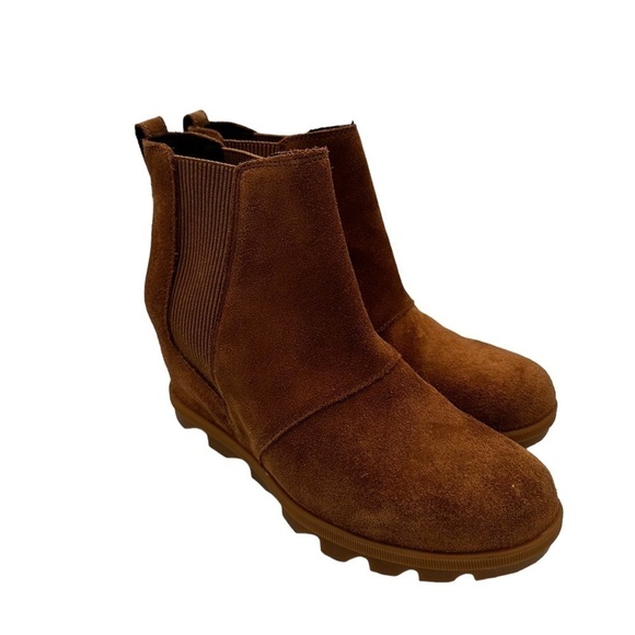 NEW Sorel Joan of Arctic Wedge II Chelsea Boots 10 Velvet Tan Brown Suede - Picture 1 of 8